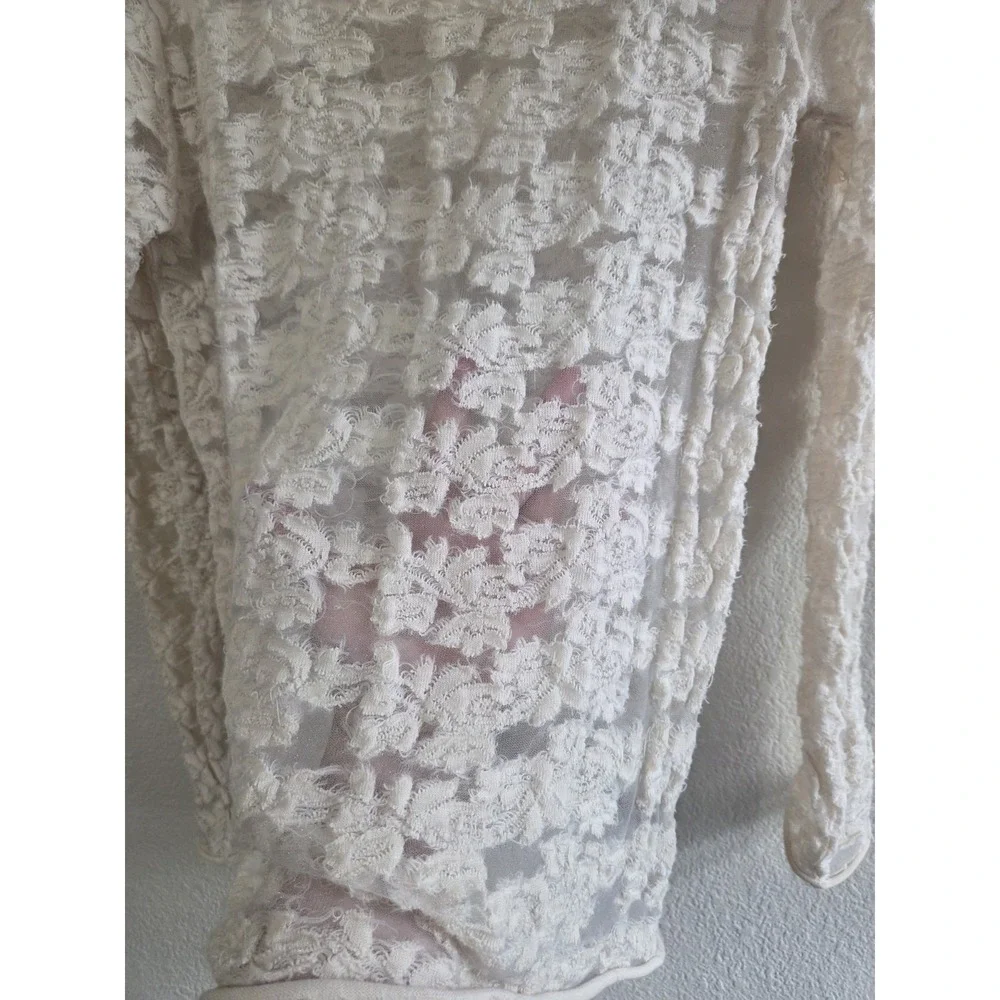 Free People Floral Textured Sheer Top M Festival Layer Cottage Fairy Core